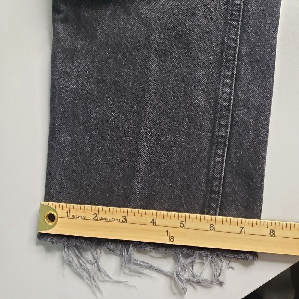 Zara Black Straight Leg Denim Raw Hem 4 Button Fly Grunge Streetwear Casual Edgy - Picture 8 of 13
